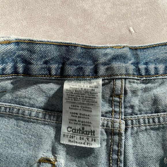 Carhartt Logo Patch Relaxed Fit Light Wash Denim Jeans - Picture 6 of 9